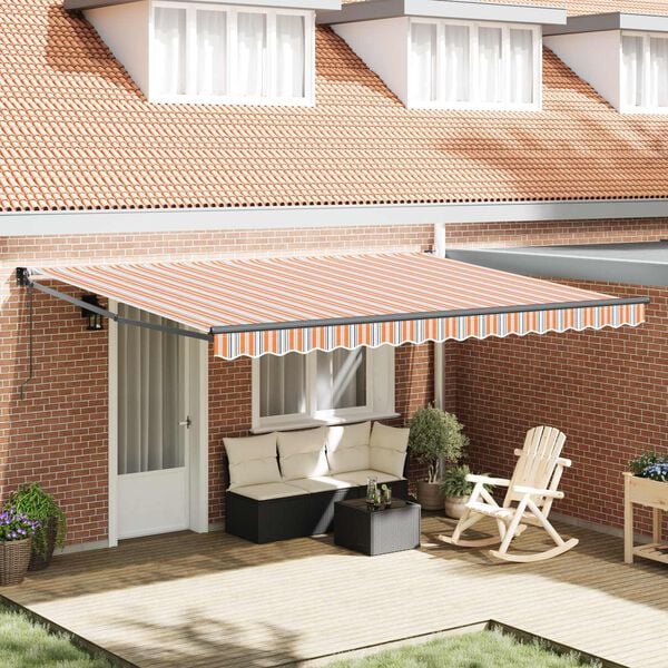 vidaXL Toldo Retr&aacute;til Multicolor 450 &times; 300 cm Poli&eacute;ster e Alum&iacute;nio