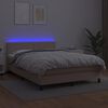 vidaXL Cama box spring c/colch&atilde;o/LED 140x200cm couro artif. cappuccino