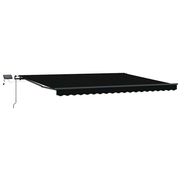 vidaXL Toldo Retr&aacute;til com luzes de tira LED Preto 400 &times; 350 cm tecido