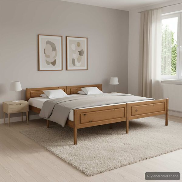vidaXL Estrutura de cama 200x200 cm pinho maci&ccedil;o castanho mel