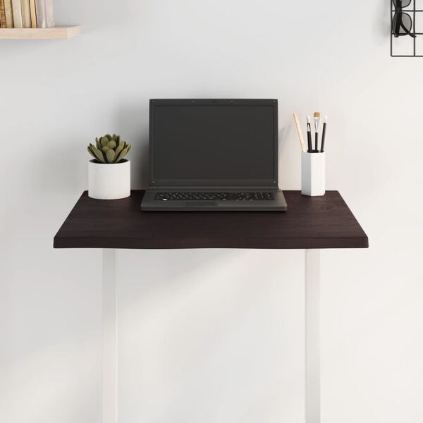 vidaXL Tampo de mesa com bordas vivas carvalho tratado castanho-escuro