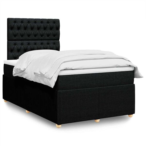 vidaXL Cama boxspring com colch&atilde;o 120x190 cm tecido preto
