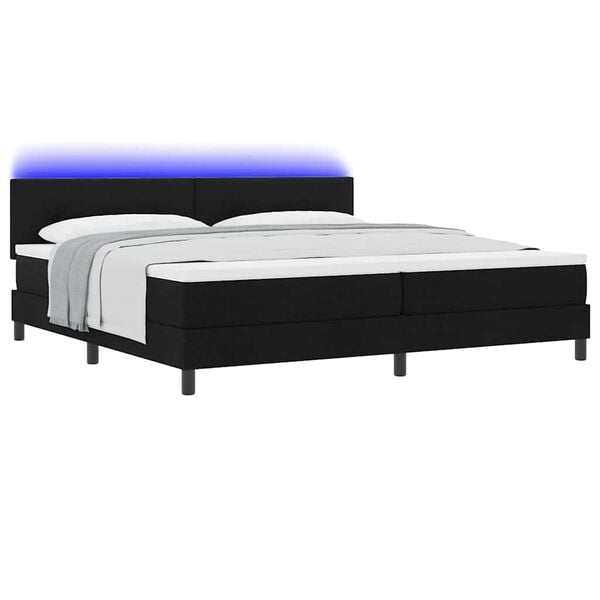 vidaXL Cama Box com colch&atilde;o com led Preto 200 x 200 cm tecido