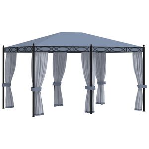 vidaXL Gazebo com prote&ccedil;&otilde;es em rede 3x4 m a&ccedil;o antracite