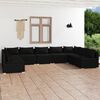 vidaXL 9 pcs conjunto lounge de jardim c/ almofad&otilde;es vime PE preto