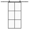 vidaXL Porta deslizante c/ conj ferragens 102x205cm vidro ESG preto
