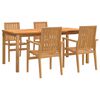 vidaXL 5 pcs conjunto de jantar p/ jardim madeira de teca maci&ccedil;a