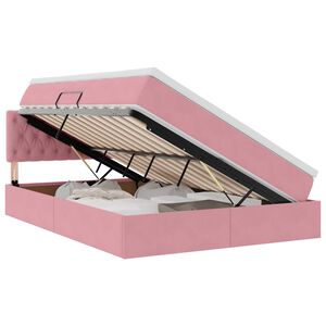 vidaXL Cama com Armazenamento com colch&atilde;o Rosa 140 x 200 cm Veludo