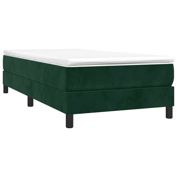 vidaXL Estrutura de cama com molas 80x200 cm veludo verde-escuro
