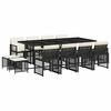 vidaXL 13 pcs conjunto de jantar p/jardim com almofad&otilde;es vime PE preto