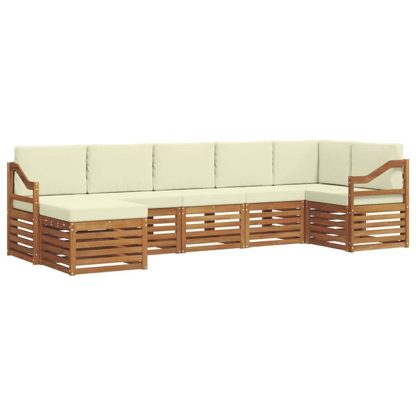 vidaXL Conjunto de Sof&aacute; Sectional com almofada 7 pcs Natural e Creme
