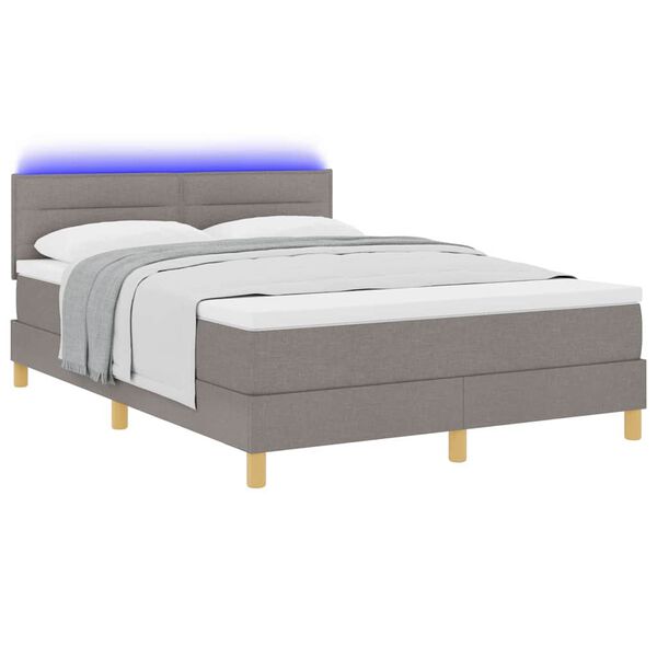 vidaXL Cama Box Spring LED Cinzento-acastanhado 160 x 200 cm tecido