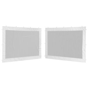 vidaXL Parede lateral p/ tenda de festas malha branco e preto