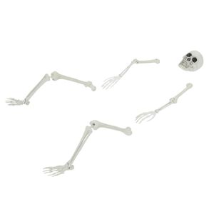 vidaXL Esqueleto de Halloween com Espetos de Ch&atilde;o Branco 45,5 x 13 cm