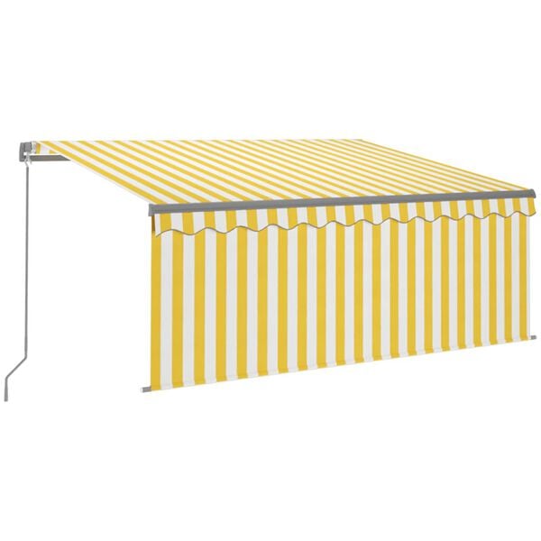 vidaXL Toldo retr&aacute;til manual com estore 3,5x2,5 m amarelo e branco