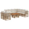vidaXL Conjunto de Sof&aacute; de Jardim 10 unid. Natural e Branco Creme