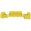 vidaXL 3 pcs conjunto de sof&aacute;s com almofadas tecido amarelo-claro