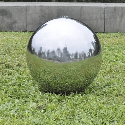 vidaXL Fonte esfera com LEDs para jardim 30 cm aço inoxidável