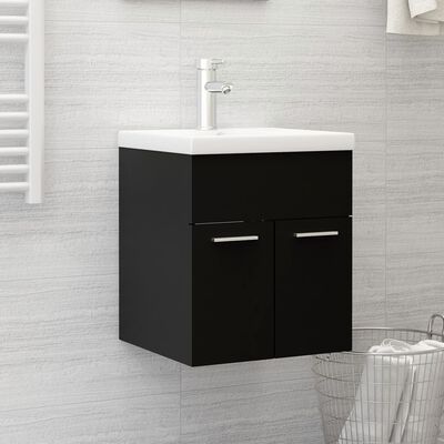 vidaXL Armário lavatório 41x38,5x46 cm derivados de madeira preto