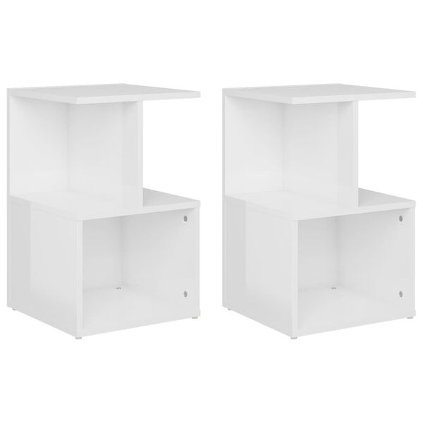 vidaXL Mesas cabeceira 2pcs 35x35x55cm deriv. madeira branco brilhante