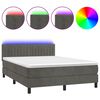 vidaXL Cama box spring c/ colch&atilde;o/LED 140x190cm veludo cinzento-escuro