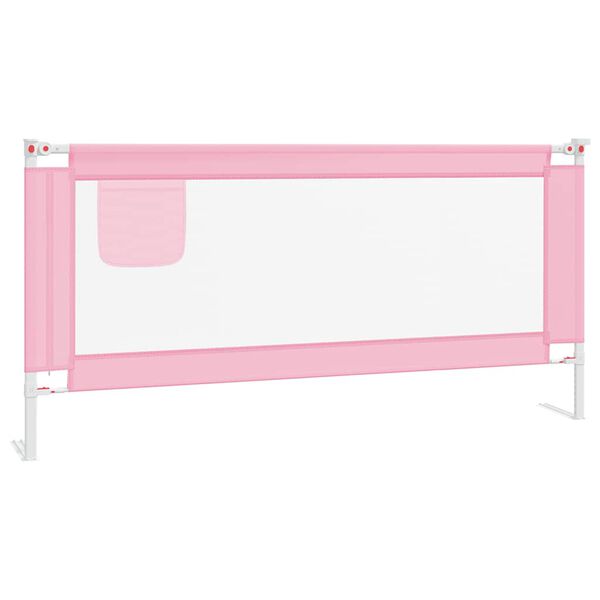 vidaXL Barra de seguran&ccedil;a p/ cama infantil tecido 190x25 cm rosa