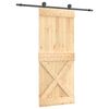 vidaXL Porta Deslizante Natural e Preto 85 x 210 cm