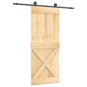 vidaXL Porta Deslizante Natural e Preto 85 x 210 cm