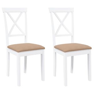vidaXL Cadeiras de jantar com almofadões 2 pcs madeira maciça branco