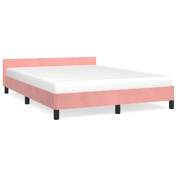 vidaXL Estrutura cama c/ cabeceira sem colch&atilde;o 140x190 cm veludo rosa