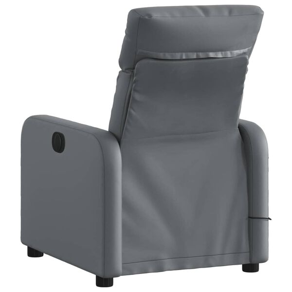 vidaXL Poltrona de massagens reclinável couro artificial cinzento