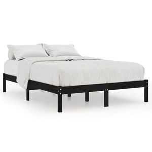 vidaXL Estrutura de cama 140x190 cm pinho maci&ccedil;o preto