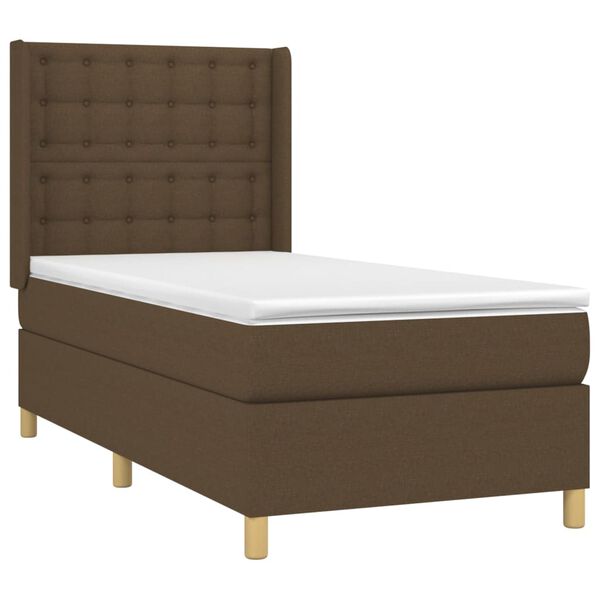 vidaXL Cama com molas/colch&atilde;o 90x190 cm tecido castanho-escuro