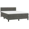 vidaXL Cama box spring c/ colch&atilde;o/LED 140x190cm veludo cinzento-escuro