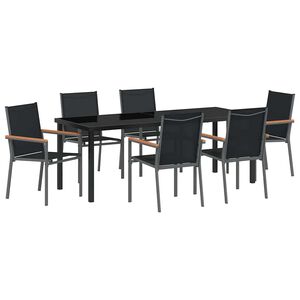 vidaXL Conjunto de Jantar para Jardim 7 unid. Preto