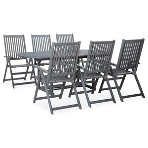 vidaXL Conjunto de jantar de jardim com 5 peças (150-200) x 100 cm em madeira de acácia maciça cinza