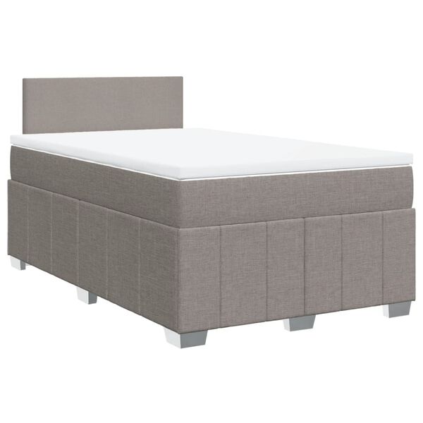 vidaXL Cama boxspring c/ colch&atilde;o 120x190cm tecido castanho-acinzentado