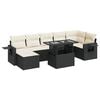 vidaXL 8 pcs conjunto sof&aacute;s de jardim com almofad&otilde;es vime PE preto