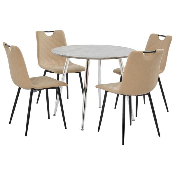 vidaXL 5 pcs conjunto de jantar couro artificial cor creme