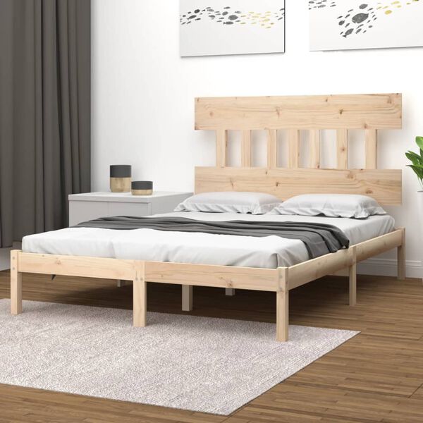 vidaXL Estrutura de cama king 150x200 cm madeira maci&ccedil;a