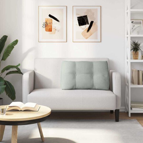 vidaXL Travesseiro para Costas Cinzento-claro 80 x 24 x 50 cm Veludo