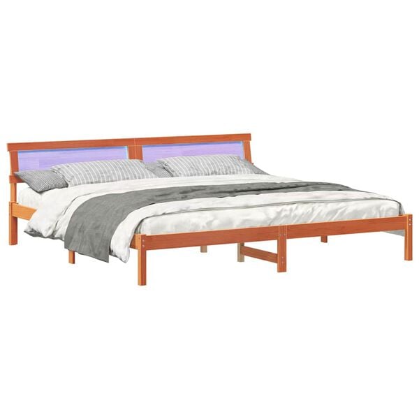 vidaXL Estrutura da Cama com cabeceira Marrom Cera 180 x 200 cm