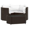 vidaXL 4 pcs conjunto lounge jardim c/ almofad&otilde;es vime PE castanho