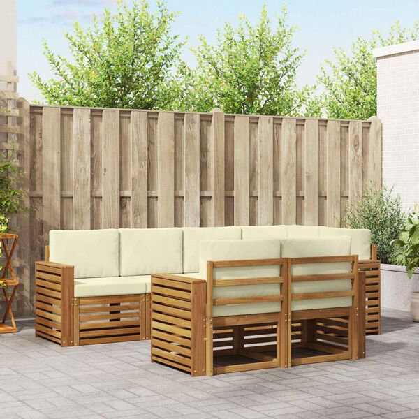 vidaXL Conjuntos de sof&aacute;s com almofada 7 pcs Natural e Creme