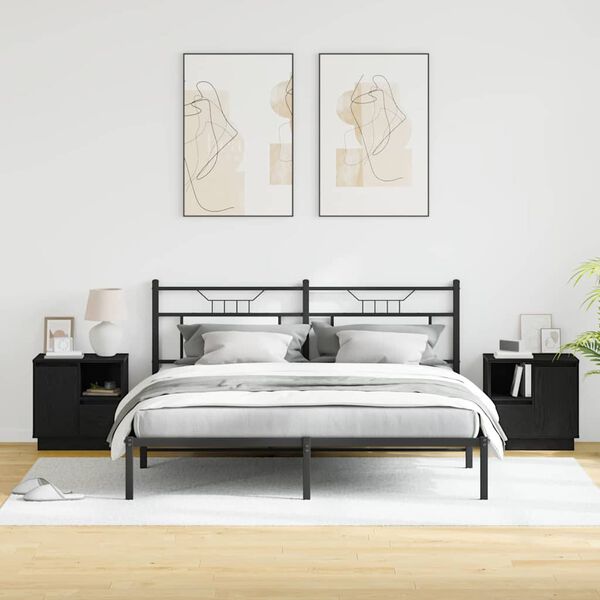 vidaXL Arm&aacute;rio de Cabeceira 2 pcs Carvalho Preto 50 x 34,5 x 50 cm.