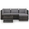 vidaXL 5 pcs conj. lounge jardim + almofad&otilde;es madeira impreg. cinzento