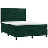 vidaXL Cama box spring c/ colch&atilde;o/LED 140x200 cm veludo verde-escuro