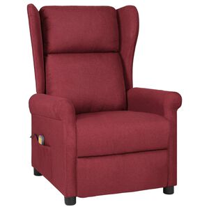 vidaXL Poltrona de massagens el&eacute;trica reclin&aacute;vel tecido vermelho tinto