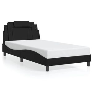vidaXL Estrutura de cama Viana sem colch&atilde;o 100x203cm couro artificial preto