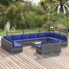 vidaXL 13 pcs conjunto lounge de jardim c/ almofad&otilde;es vime PE cinzento